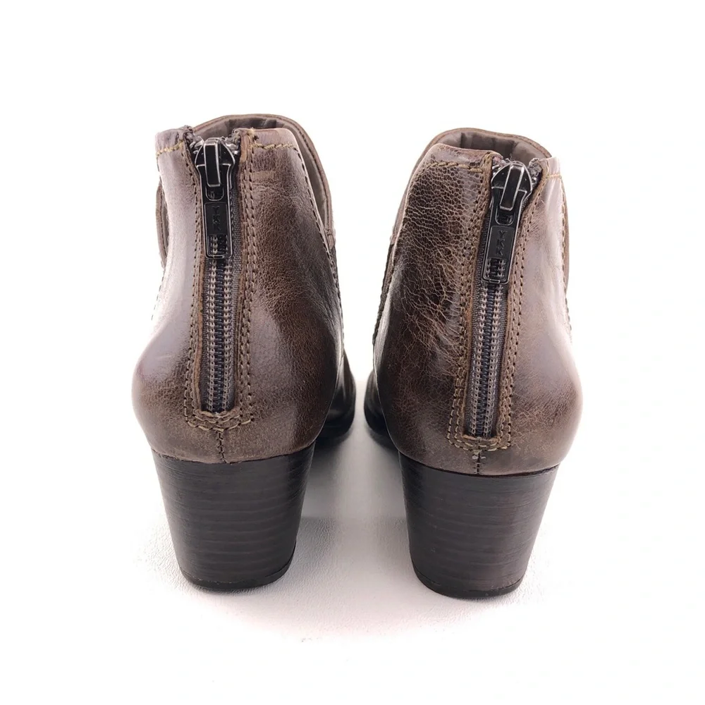 Earth Merlin Taupe Brown Leather Ankle Booties 7 B - Picture 6 of 12